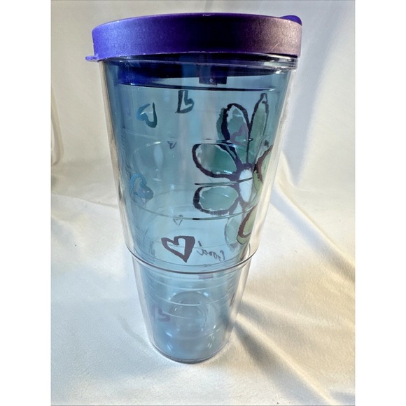 Life is Good Daisy Tervis Tumbler Insulated Hot or Cold 24oz.  Purple Top - Picture 4 of 10